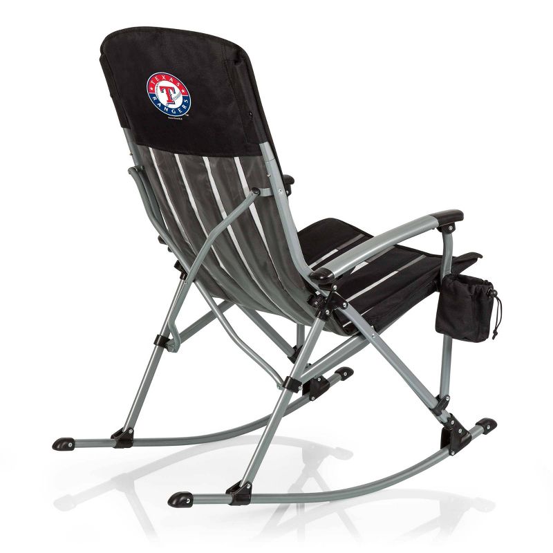 MLB Texas Rangers Outdoor Rocking Camp Chair - Black, 1 of 7
