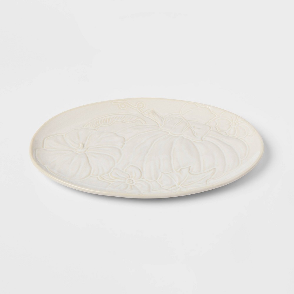 10" x 15" Stoneware Pumpkin Oval Serving Platter - Threshold