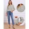 INSPIRE CHIC Women's V Neck Floral 3/4 Sleeve Smocked Front Button Up Casual Blouse - 2 of 4