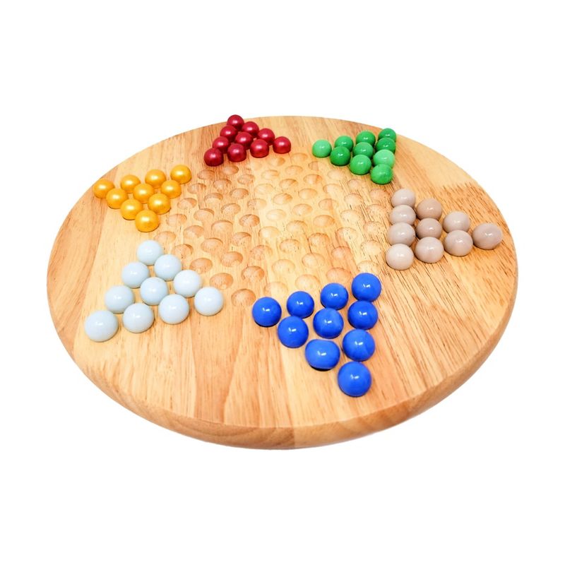 Classic Game Collection - 12&#34; Wood Chinese Checkers Set with Marbles, 3 of 7