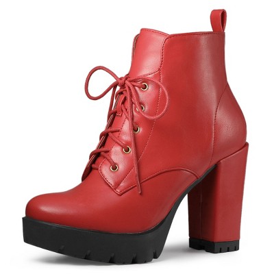 Womens boots red on sale laces