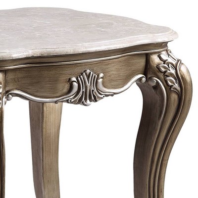 Elozzol 28" Antique Bronze and Marble End Table