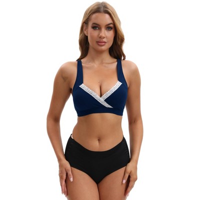 INSPIRE CHIC Women's Lace Crossover Wirefree Sleep Breastfeeding Soft Cup Maternity Nursing Bras