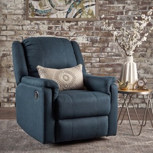 Jennette Tufted Swivel Gliding Recliner Navy Blue - Christopher Knight Home: Polyester Upholstery, Plywood Frame - 1 of 4