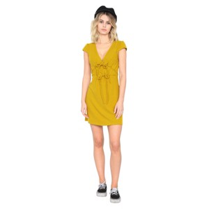 Slickblue Casual V-Neck Mini Dress – Cap Sleeves, Self-Tie Waist, Vintage-Inspired Look, S/M/L - 1 of 4