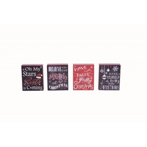 Transpac MDF Nostalgia Christmas Block Set of 4 Christmas Home Decorations - 1 of 1