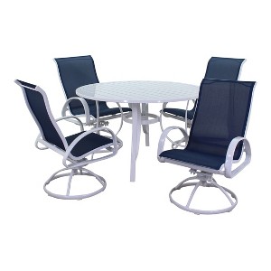 Courtyard Casual Santa Fe 5 pc 48" Round Dining Set with Sling Swivel Rockers  Includes one Round table and 4 Sling Swivel Rockers - 1 of 4