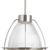 Progress Lighting Prismatic 1-Light Pendant, Brushed Nickel, Prismatic Glass Shade, Steel, LED, 3000K, 448 Lumens - 2 of 4