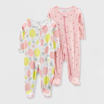 Carter's Just One You® Baby Girls' 2pk Lemon Gingham Pajamas - Yellow/Pink
