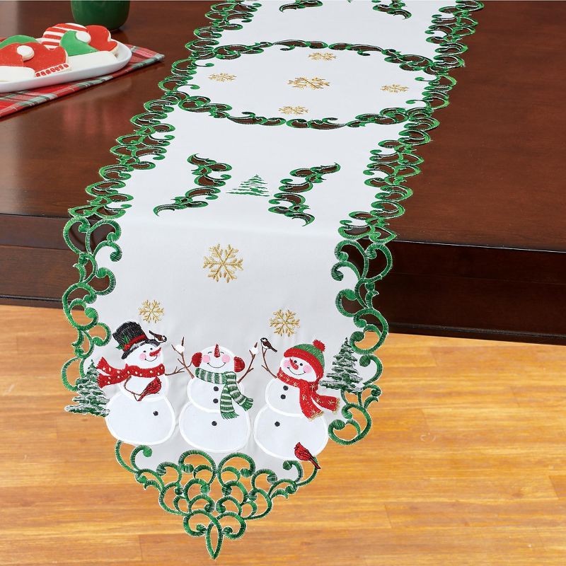 Collections Etc Winter Snowman & Snowflakes Cutwork Table Linens, 2 of 4