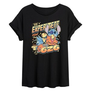 Women's - Lilo and Stitch - Experiment 626 Battle Alien Stance Oversized Graphic T-Shirt - 1 of 4