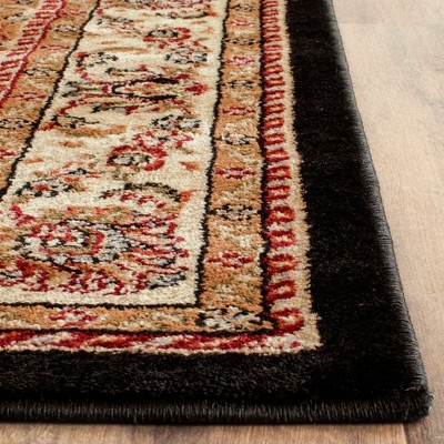 Elegant Black/Ivory Floral Synthetic 6' Square Area Rug