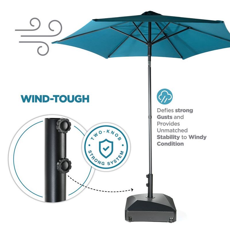 Maple99 Umbrella Base – Fillable, Heavy-Duty & Mobile Patio Umbrella Stand for Deck, Poolside, Garden - 123 lbs Capacity, Black, 3 of 8
