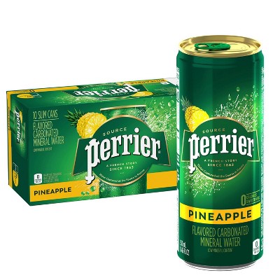 Perrier Pineapple Flavored Carbonated Mineral Water - 10pk/8.45 fl oz Slim Cans