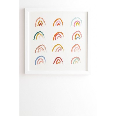 12" x 12" Lyman Creative Co. Rainbows Pastel Framed Wall Art White - Deny Designs