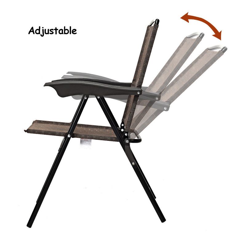 Costway 4PCS Folding Sling Chairs Steel Armrest Patio Garden Camping W/Adjustable Back, 5 of 11