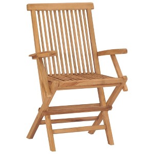 vidaXL 2/3x Solid Teak Wood Folding Chairs Garden Outdoor Wooden Furniture - Set of 2 - 1 of 4