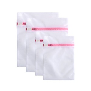 Unique Bargains Polyester Durable Fine Mesh Laundry Bags Pink Set of 4 - 1 of 4