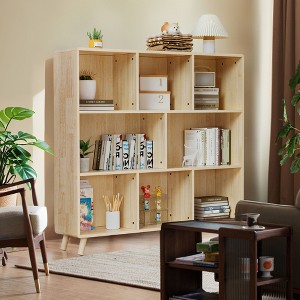 KWPZQEB Solid Pine Wood Storage Cabinet, Block Storage Cabinet, Wooden Book Shelf for Furniture, Home Decor, Natural - 1 of 4