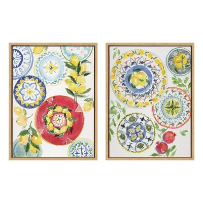 18" x 24" (Set of 2) Sylvie Positano Inspired by Patricia Shaw Framed Wall Canvas Set Natural - Kate & Laurel All Things Decor