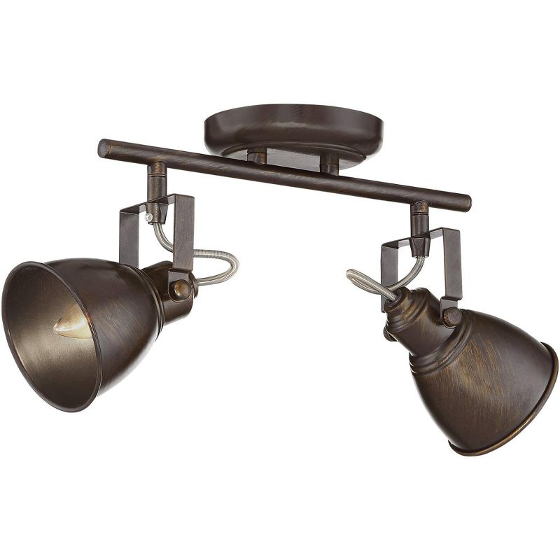 Pro Track Abby 2-Head LED Ceiling or Wall Track Light Fixture Kit Adjustable Brown Bronze Finish Farmhouse Rustic Kitchen Bathroom Dining 13" Wide, 5 of 8