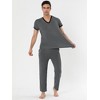 Lars Amadeus Men's Cotton Short Sleeves V Neck Top Bottoms Lounge Sleep Pajamas Sets - 3 of 4