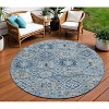 Denim Blue And Gold Floral Medallion Washable Indoor Outdoor Area Rug - 2 of 4