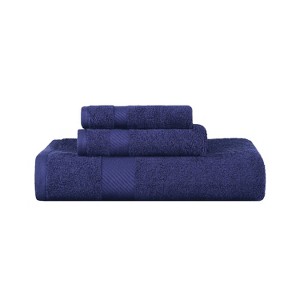 Modern Solid Classic Luxury Cotton 3 Piece Bath, Face, and Hand Towel Set by Blue Nile Mills - 1 of 4