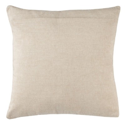 Beige Cotton Glitter Embellished Square Throw Pillow