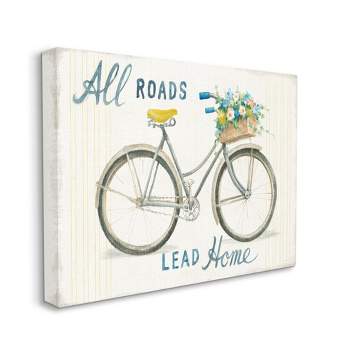 Stupell Industries All Roads Lead Home Bicycle Flower Basket Cottage Quote