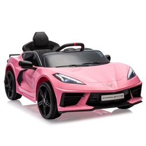 12V Kids Ride-On Sports Car – Licensed Corvette Electric Car Toy with Remote Control, Visual Dashboard, LED Lights & Music - 1 of 4