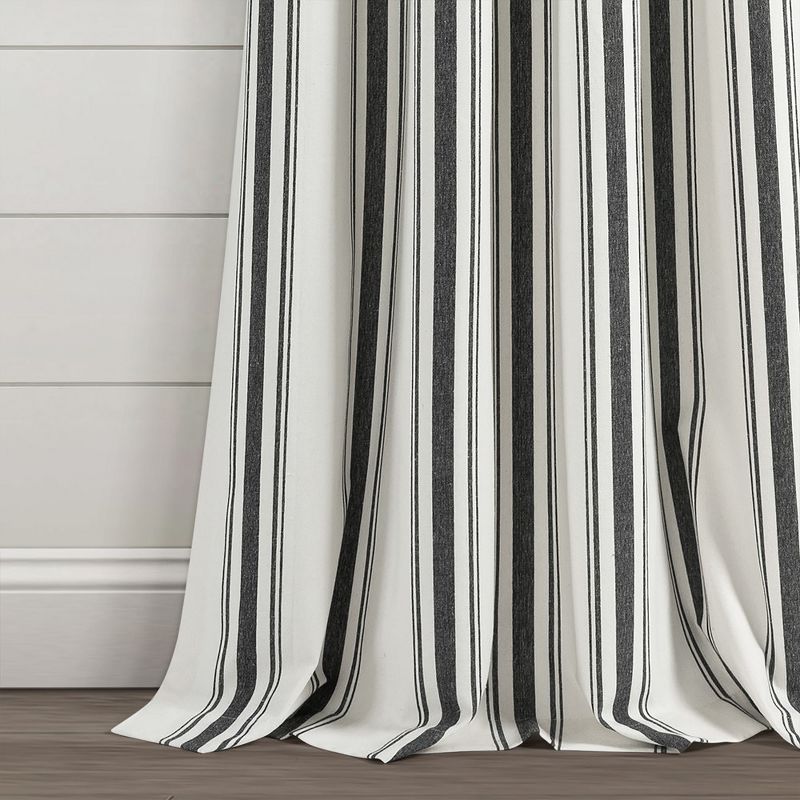 Farmhouse Stripe Yarn Dyed Eco-Friendly Recycled Cotton Blend Window Curtain Panels Black 42X108 Set, 4 of 6