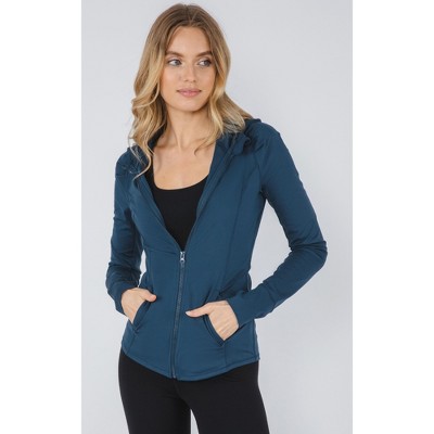 90 Degree By Reflex Womens Carbon Interlink Slim Fitted Full Zip Jacket -  Evening Blue - Large
