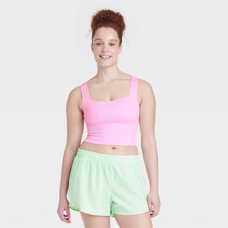Women's Seamless Square Neck Cropped Tank Top - All In Motion™, 3 of 6
