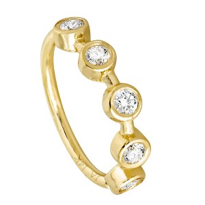 Jewelry Avalanche 14K Gold 5-stone Bezel set Diamond Nose Hoop, 8mm, 20G Nose Ring - 1 of 4