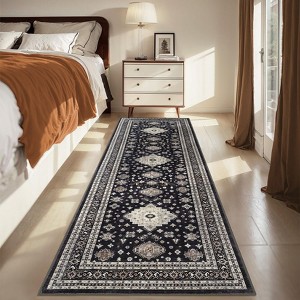 Faux Wool Boho Vintage Floral Printed Area Rug Machine Washable Foldable Ultra Thin Non Slip Stain Resistant Pet Friendly Carpet For Home Decor - 1 of 4