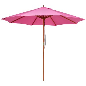 Northlight Outdoor Patio Market Umbrella with Wooden Pole - 8.5' - Pink - 1 of 4