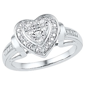 1/20 CT. T.W. Round Diamond Miracle Set Heart Ring in Sterling Silver (8.5), Women