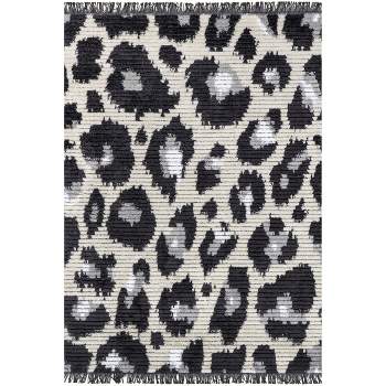 nuLOOM Angeline Modern Leopard Tasseled Area Rug Color Gray Size 4' x 6'