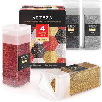 Arteza Fine Glitter, 4.5oz Red/Graphite/Gold/Silver - 4 Pack