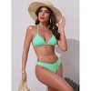 INSPIRE CHIC Women's Waffle Knit Textured Halter Bikini Sets, Triangle Bottom with Seashell Waist Rope Swimwear Suits 1 Set - 4 of 4