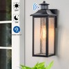 C Cattleya 1-Light Matte Black Motion Sensing Dusk to Dawn Outdoor Wall Lantern Sconce with Seeded Glass Shade - 2 of 4