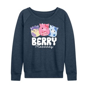 Women's - Squishmallows - Berry Moooody Lightweight French Terry Wide Neck Long Sleeve Shirt - 1 of 4