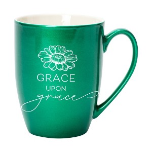 Elanze Designs Grace Upon Grace Emerald Green 10 ounce New Bone China Coffee Cup Mug - 1 of 4