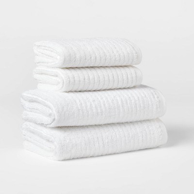 Great Bay Home Cotton Two-Toned Reversible Quick-Dry Towel Set (Bath Towel (2-Pack), White / Ivory), Beige