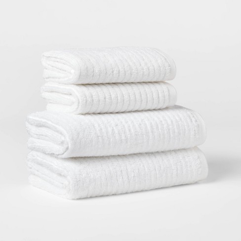 4pk Quick Dry Ribbed Hand/wash Towel Set White - Threshold™ : Target