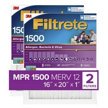 Filtrete 16x20x1 2pk Allergen Bacteria and Virus Air Filter 1500 MPR