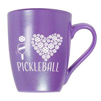 Elanze Designs I Heart Pickleball Passion Purple 10 ounce New Bone China Coffee Cup Mug