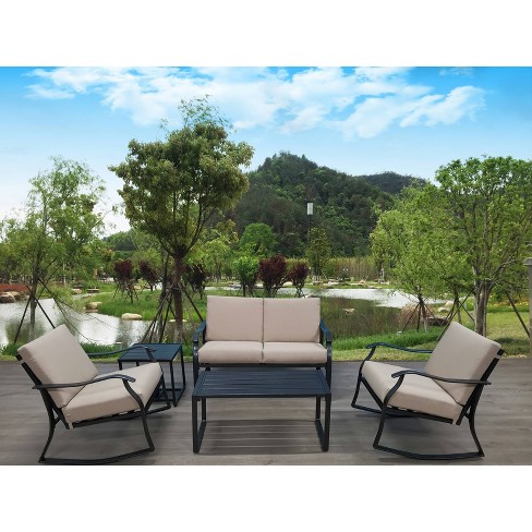 Metal patio discount set with cushions