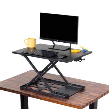 X-Elite Pro 28” Standing Desk Converter with Pneumatic Height-Adjustment - Black – Stand Steady